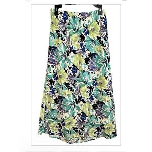 Christopher & Banks Women's Linen Blend Floral‎ A-Line 35"Long Skirt Size Medium